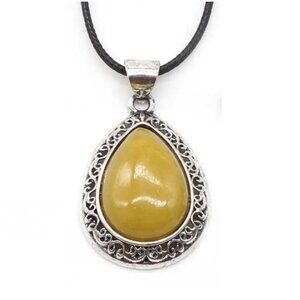 Topaz Natural Gemstone Water Drop Pendant Necklace Healing Gemstone Pendant